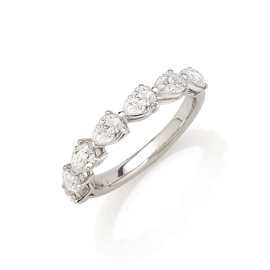 Classics Anello in oro bianco con 7 Diamanti taglio Goccia